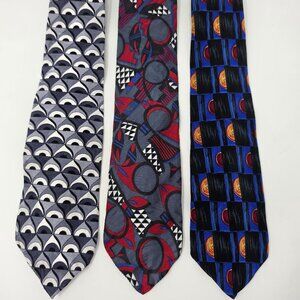 Men's Ties 3 Assorted Abstract Patterns 100% Silk (MA010)